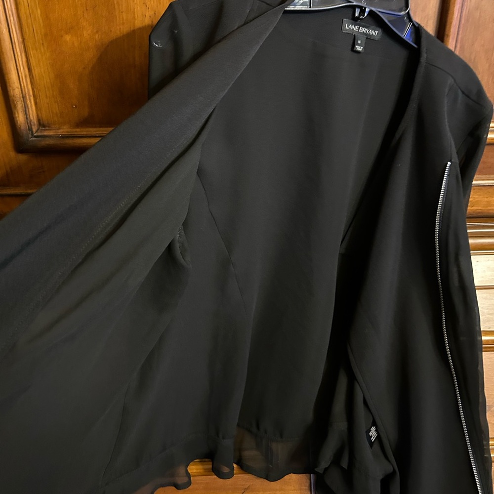 Lane Bryant Chiffon/Sheer Sheeves Black Blazer 16 - Picture 7 of 10